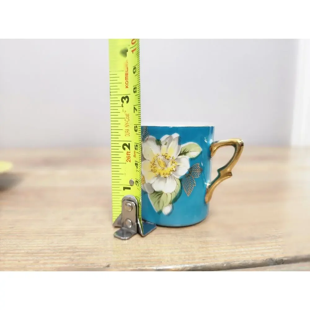 Victorian Porcelain Tea Espresso Cups Saucers Floral Gold Accent Arnalt Creation
